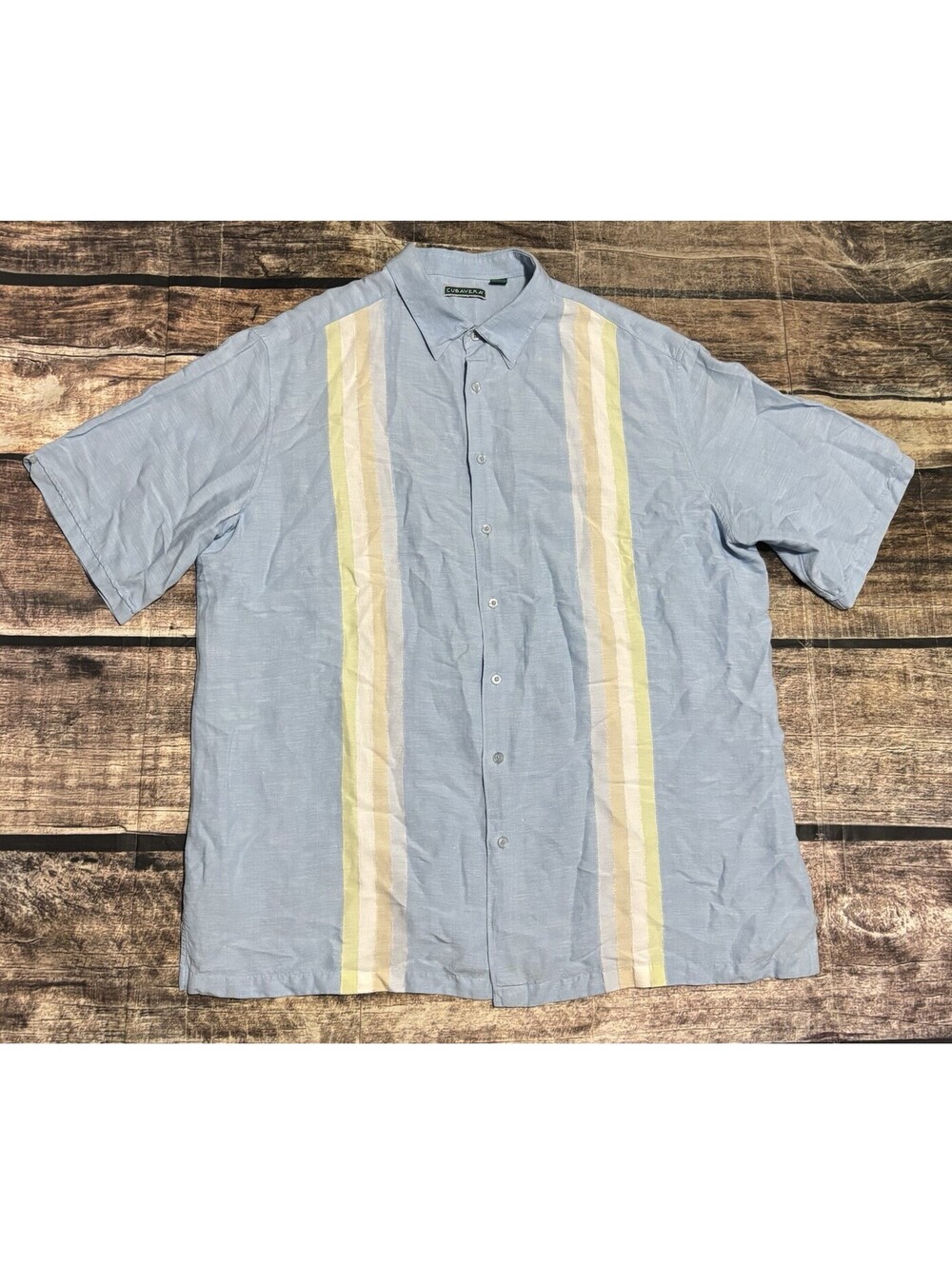 Cubavera Shirt Mens 2XL Tall Linen Blend Stripe Beach